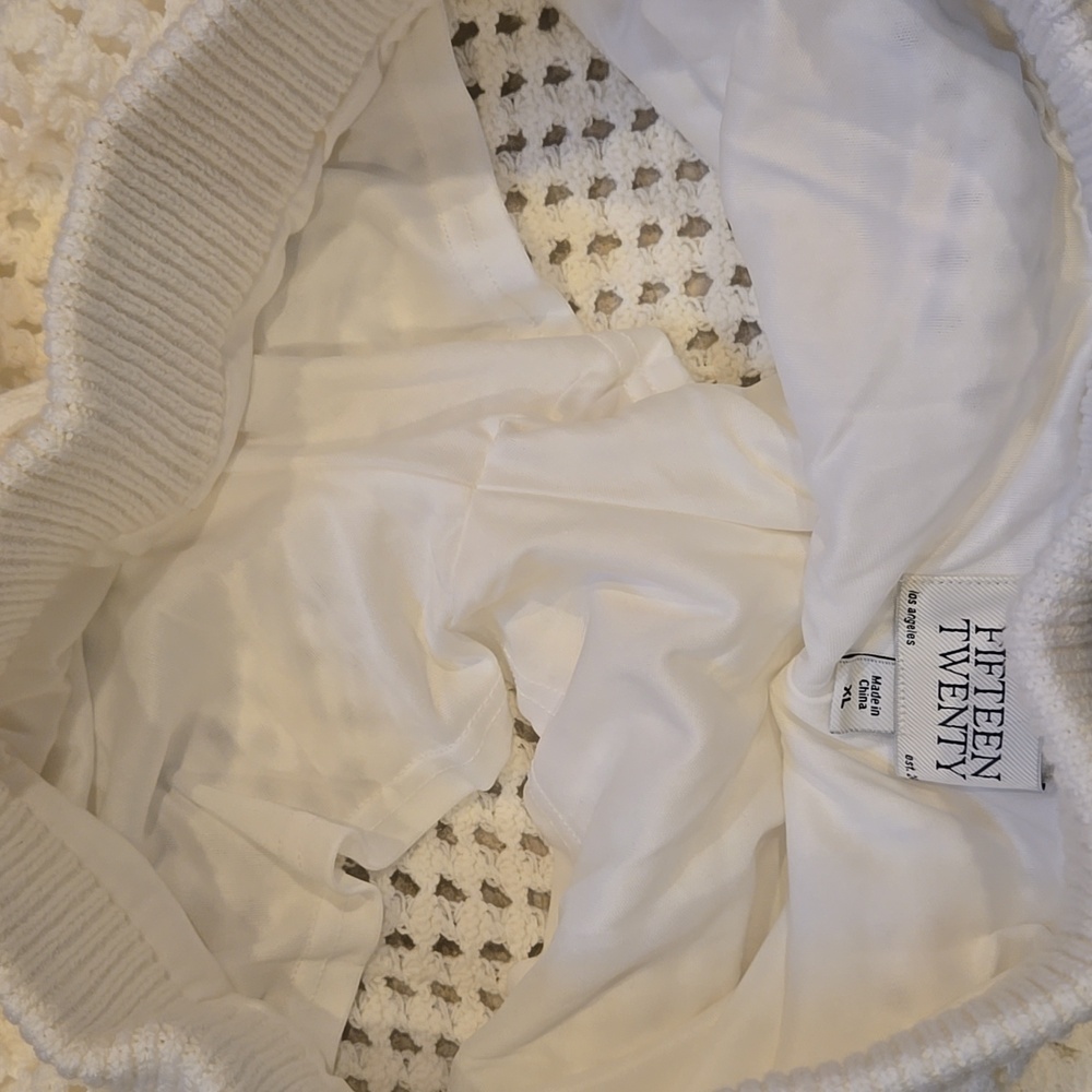 New Fifteen Twenty Los Angeles Gianna Cream Wide Leg Crochet Pants - Picture 14 of 16